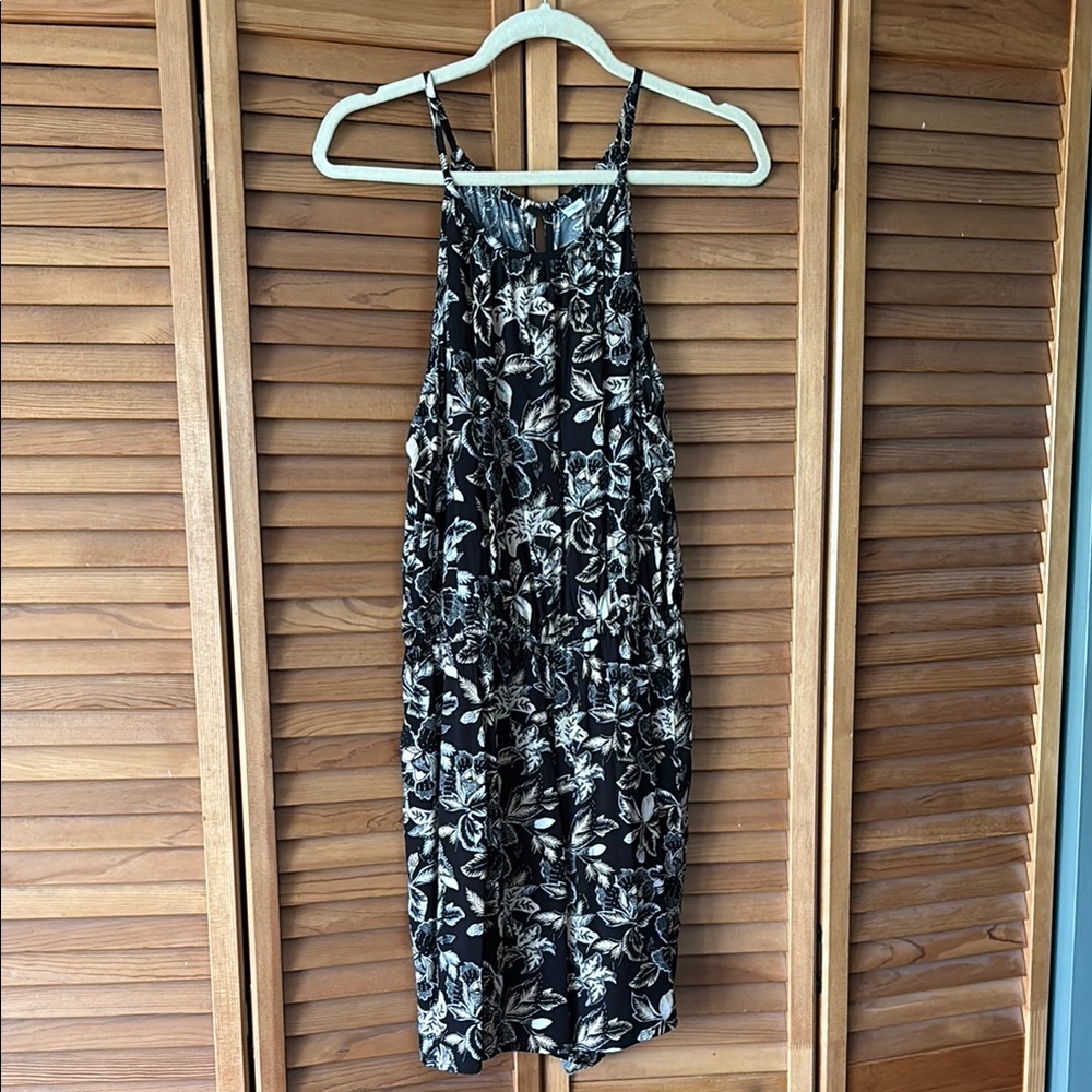 Floral Black and Cream Women's Romper
